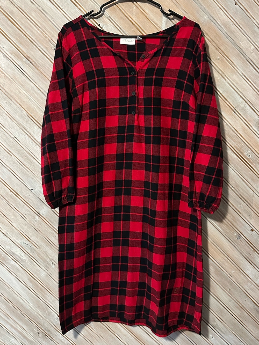 The Children's Place Red & Black Plaid Long-Sleeve Cotton Shift Dress